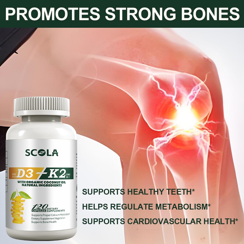 Vitamin K2 (MK7) + D3 5000 IU Supplement, With Coconut Oil, Immune Health