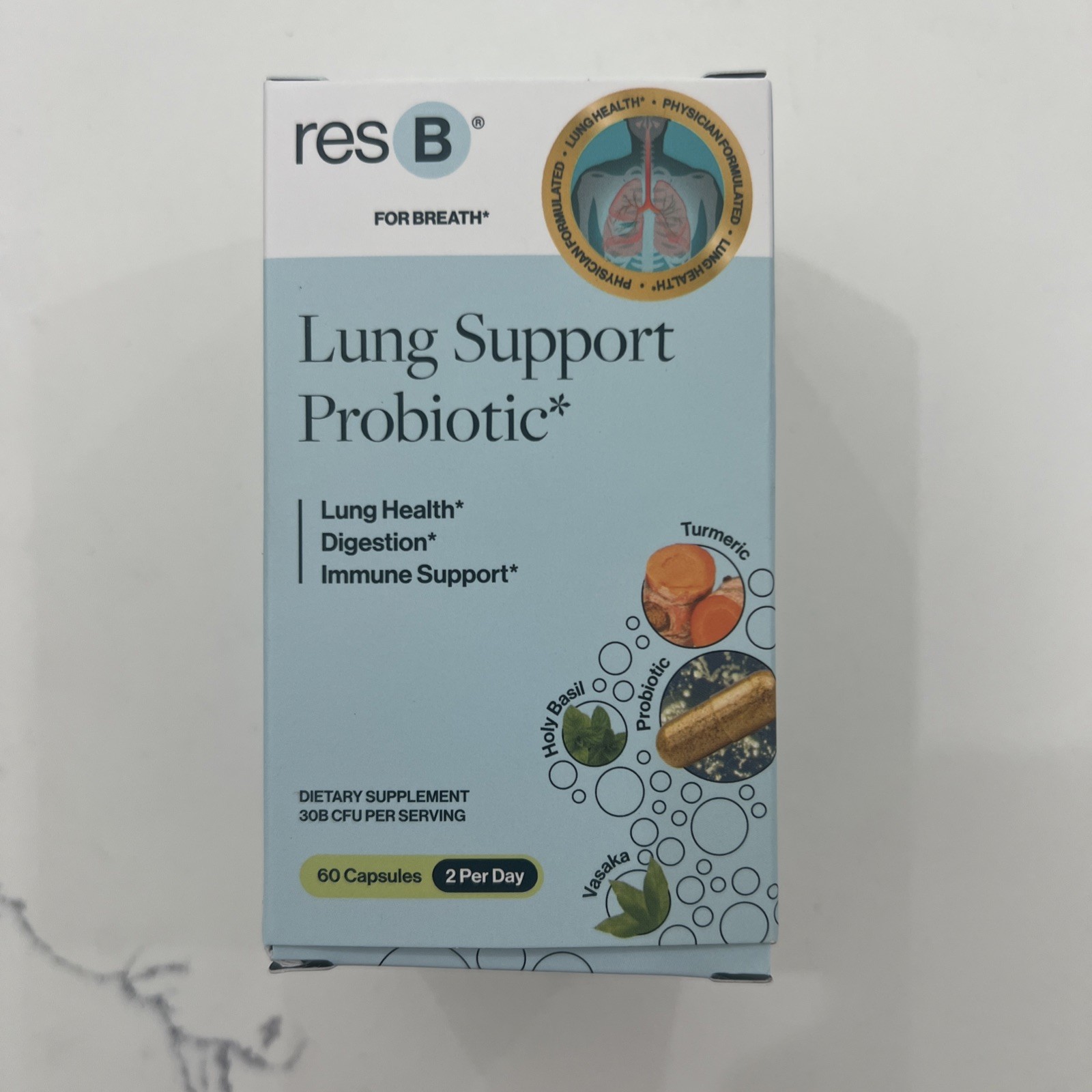 resbiotic resB Lung Support Probiotic Supplement – Lung Health Supplement NEW