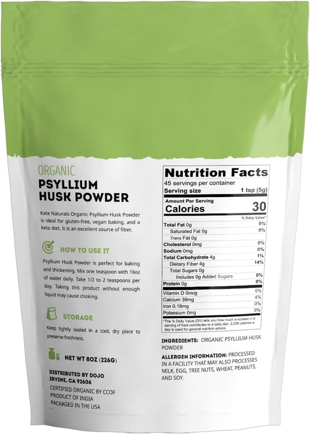 Psyllium Husk Powder for Fiber, Digestion & Baking Bread. Mixes Easily with J…
