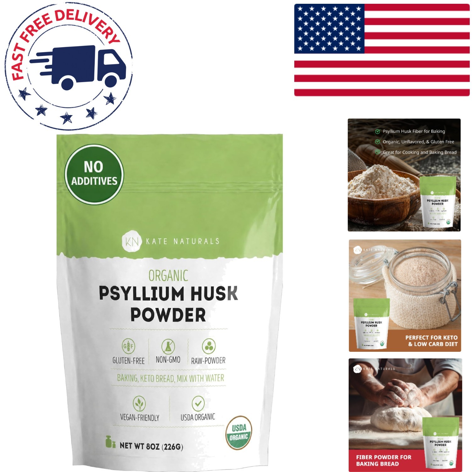 Fine Ground Organic Psyllium Husk Powder – 8oz for Digestion, Baking & Smoothies