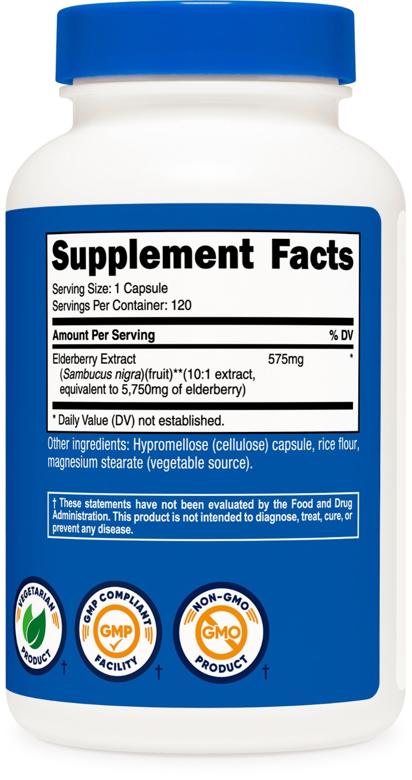 Nutricost Elderberry Vegetarian Capsules 575mg (120 Capsules) – Gluten Free