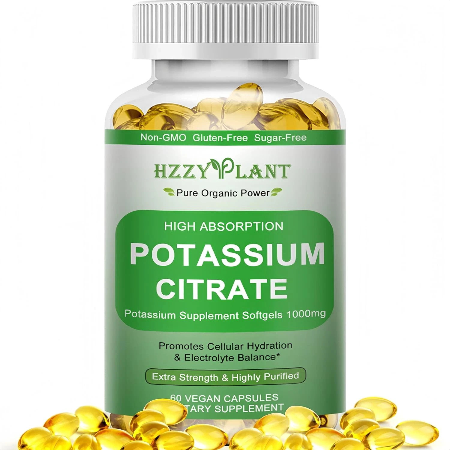 Potassium Supplement Softgels, High Absorption Potassium Citrate 1000Mg for Musc