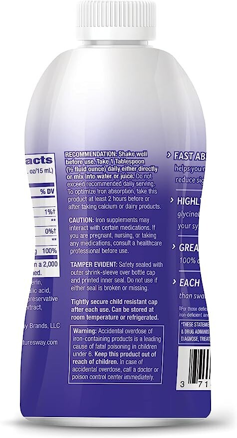 Liquid Mineral Supplement, Iron, Natural Berry, 16 Ounce