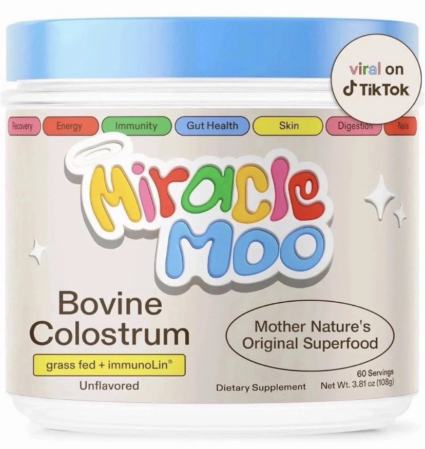2X MiracleMoo Bovine Colostrum Powder immunoLin Grass Fed Unflavored 3.81oz/2027