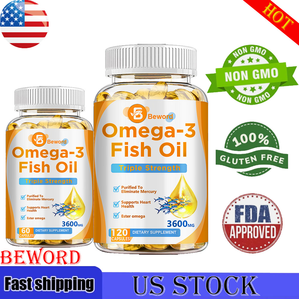 Omega 3 Fish Oil Capsules 3x Strength 3600mg EPA & DHA, Highest Potency