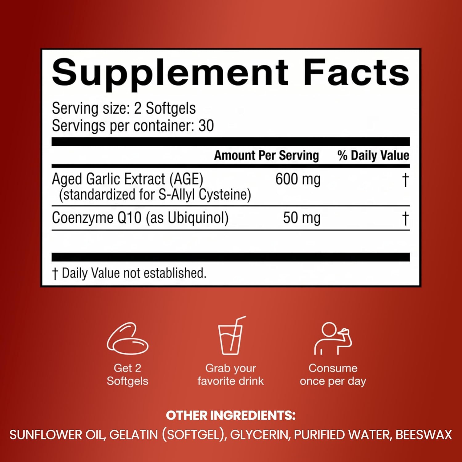 Resilia Garlic Extract 600mg Softgels (60 Count) – Odorless Aged Garlic Extra…