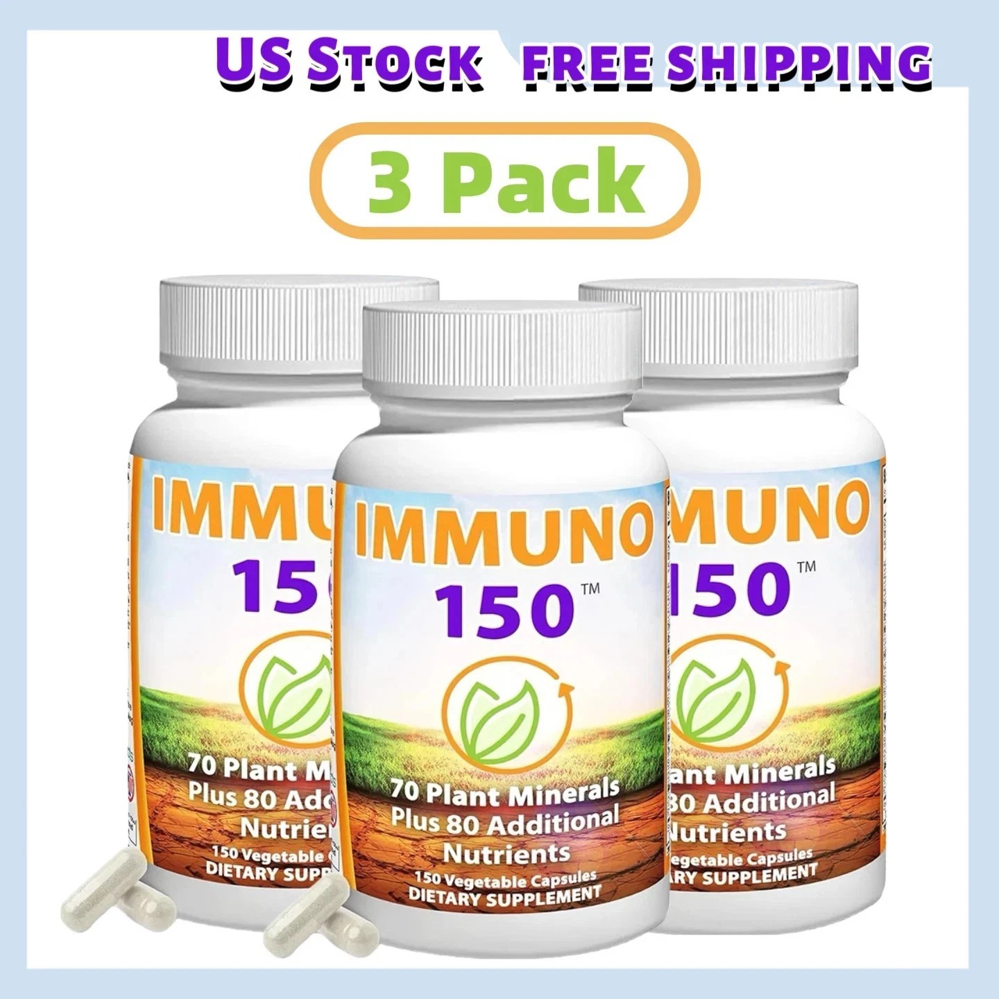 3 Bottle IMMUNO 150 THE ULTIMATE MULTI VITAMIN, IMMUNE BOOSTER. 150 CAPSULES.