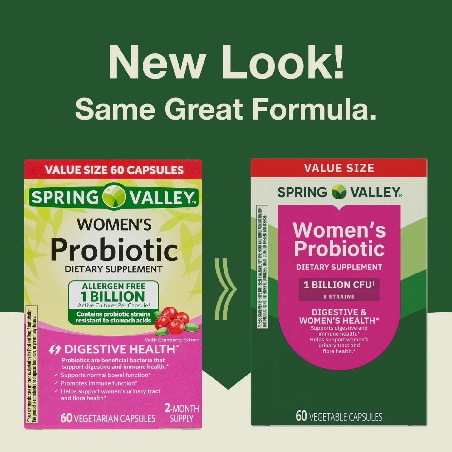 Spring Valley Women’s Probiotic Dietary Supplement Vegetarian Capsules, 60 Count