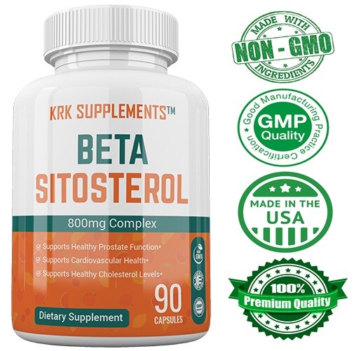 1 Bottle Beta Sitosterol 800mg Prostate Support Urinary Bladder KRK Supplements