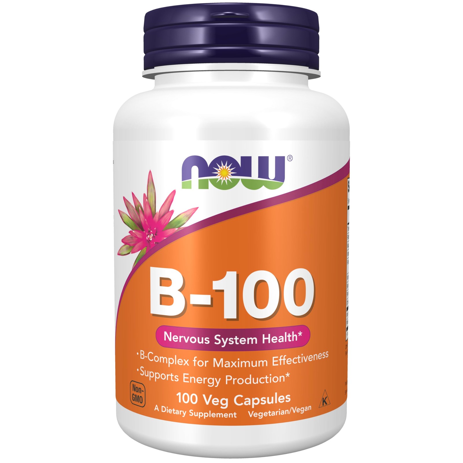 NOW Foods Supplements, Vitamin B-100, 100 Count (Pack of 1), Yellow/Orange