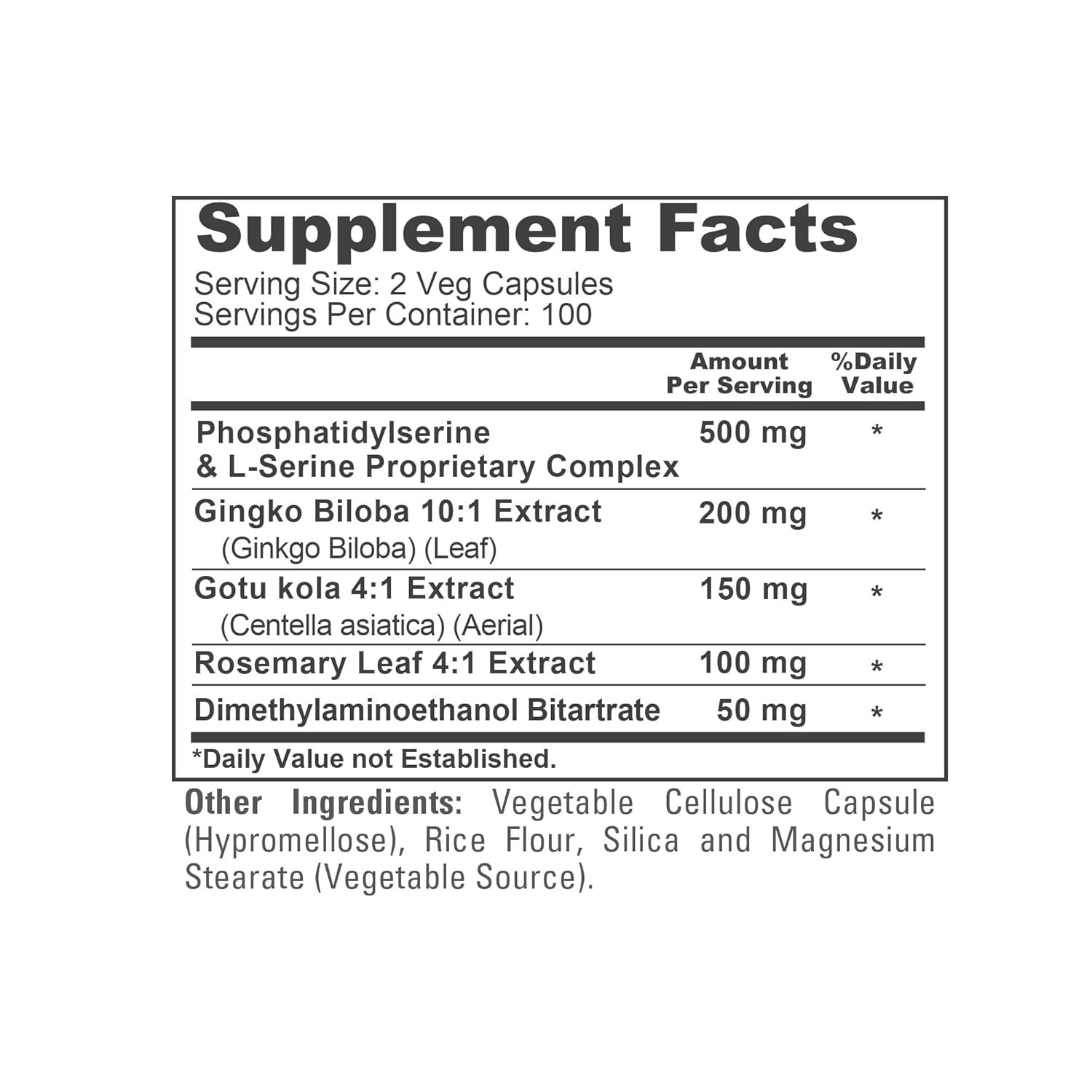 NusaPure Phosphatidylserine Memory Ultimate Complex 1000mg 200 Vegetarian Caps (