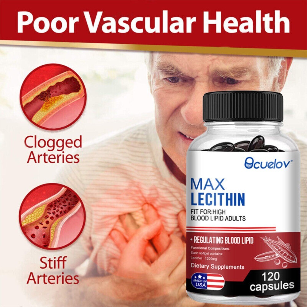Max Lecithin -1200 Mg – Non-GMO- 30/60/120 Capsules-Regulate blood lipids