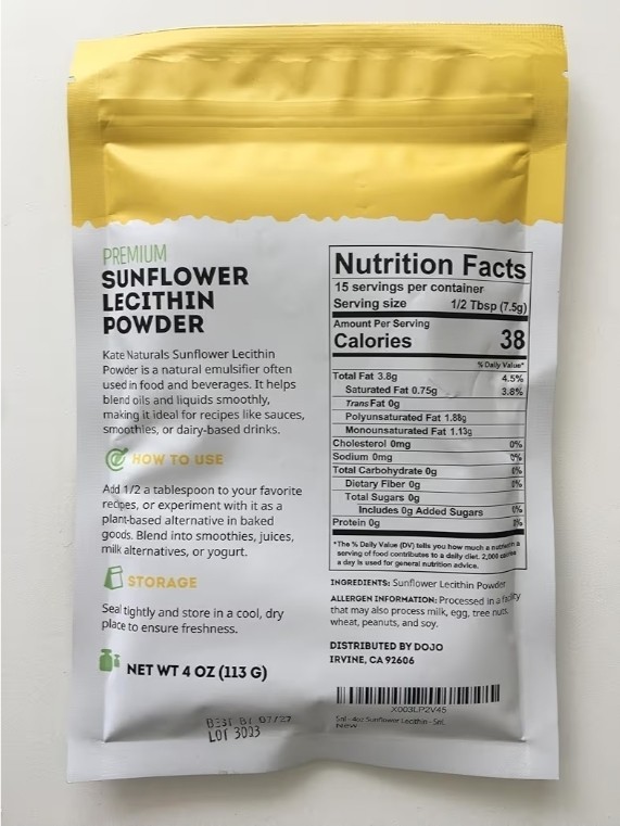 Sunflower Lecithin Powder 4oz Baking Bread Gummies Cooking Non-GMO Vegan
