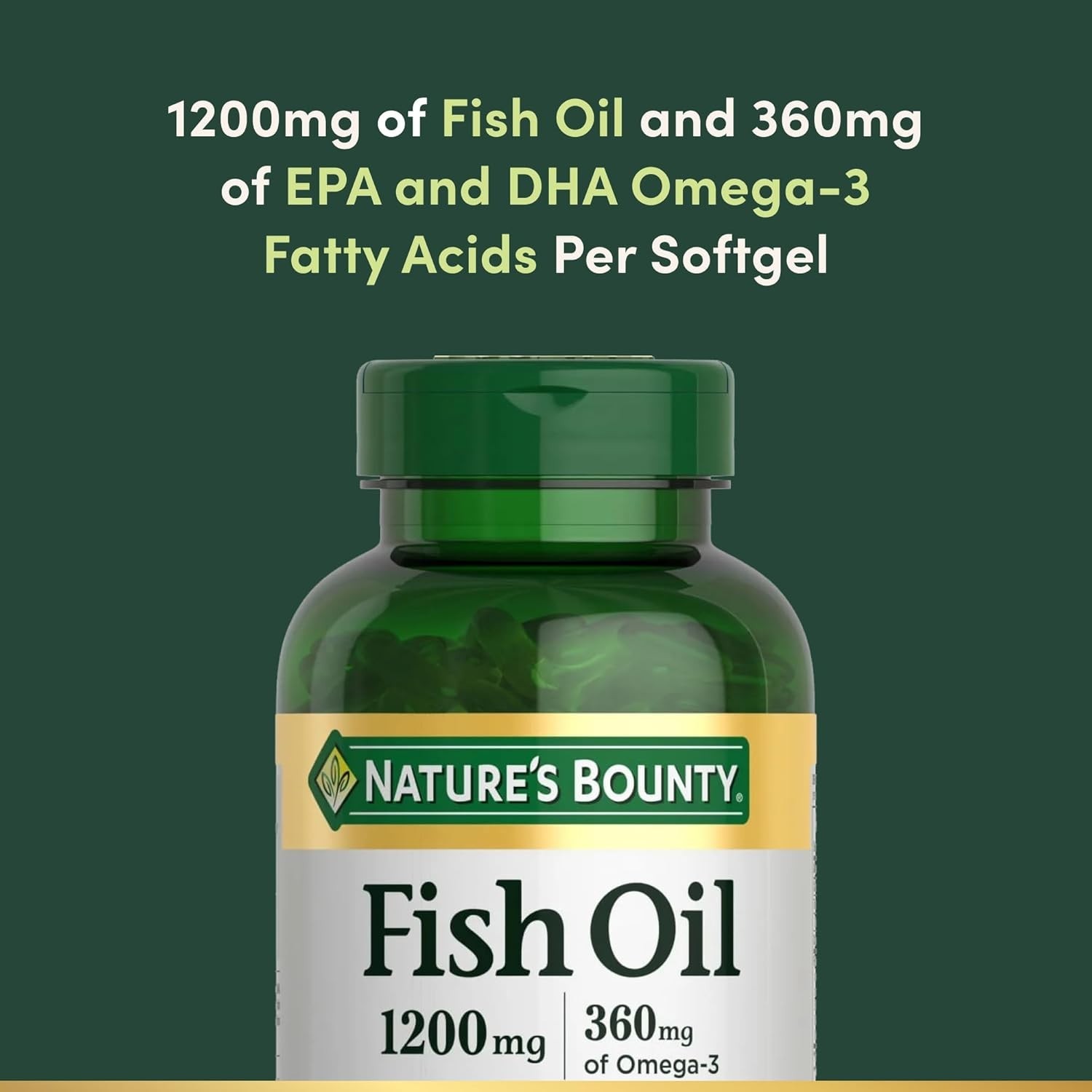 Nature’s Bounty Fish Oil Omega 3 Supplements – Supports Heart Health, 1200 Mg!!!