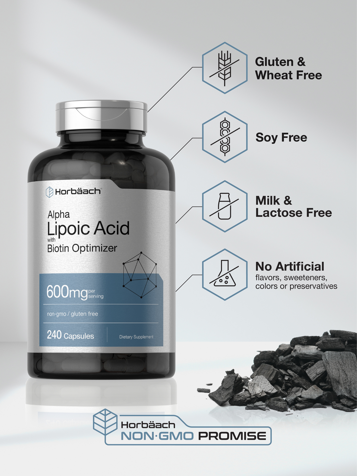 Alpha Lipoic Acid 600mg | 240 Capsules | with Biotin Optimizer | by Horbaach