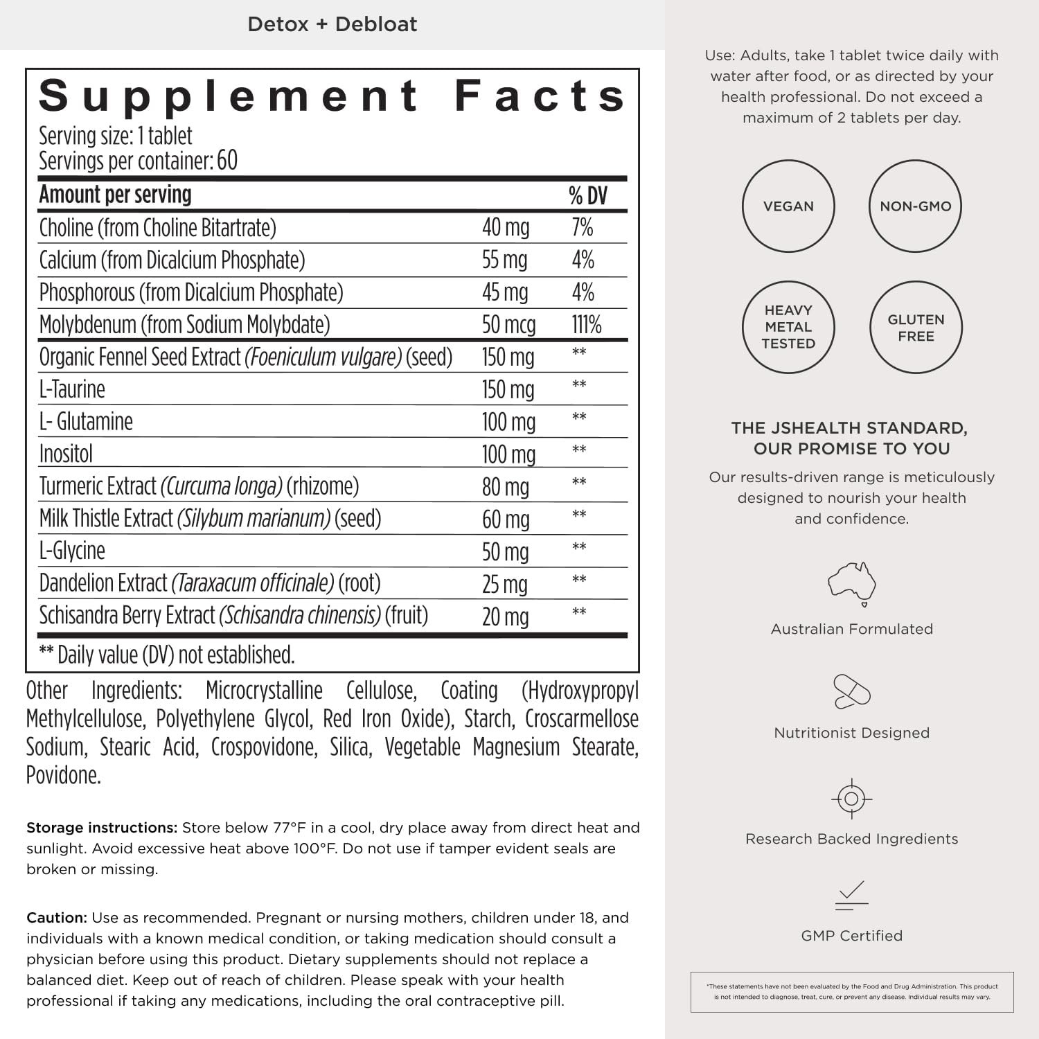 Expert-Formulated Detox Support for Bloating Relief: 60 Tablets for Women