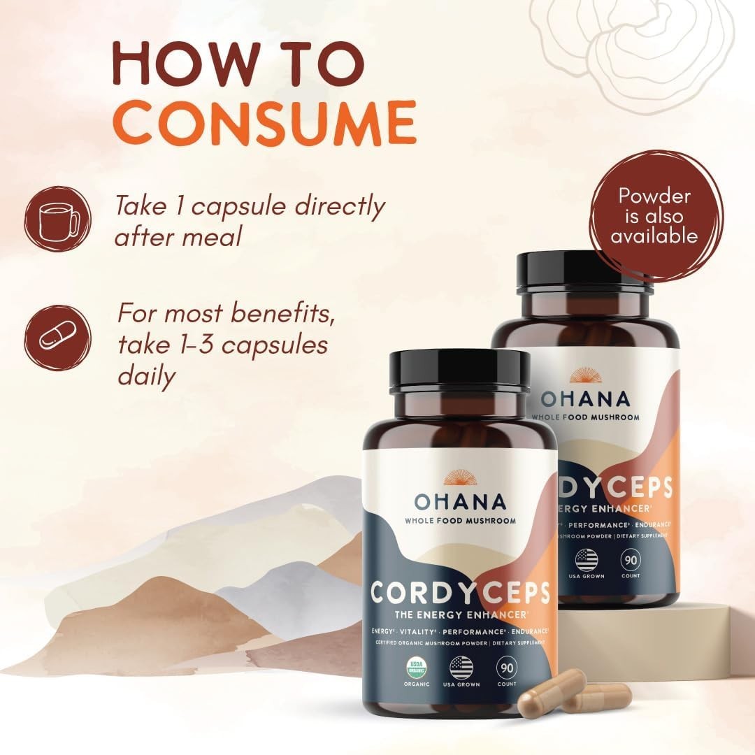 USDA Organic Cordyceps Supplement – Non-GMO and Gluten-Free Energy Boosting