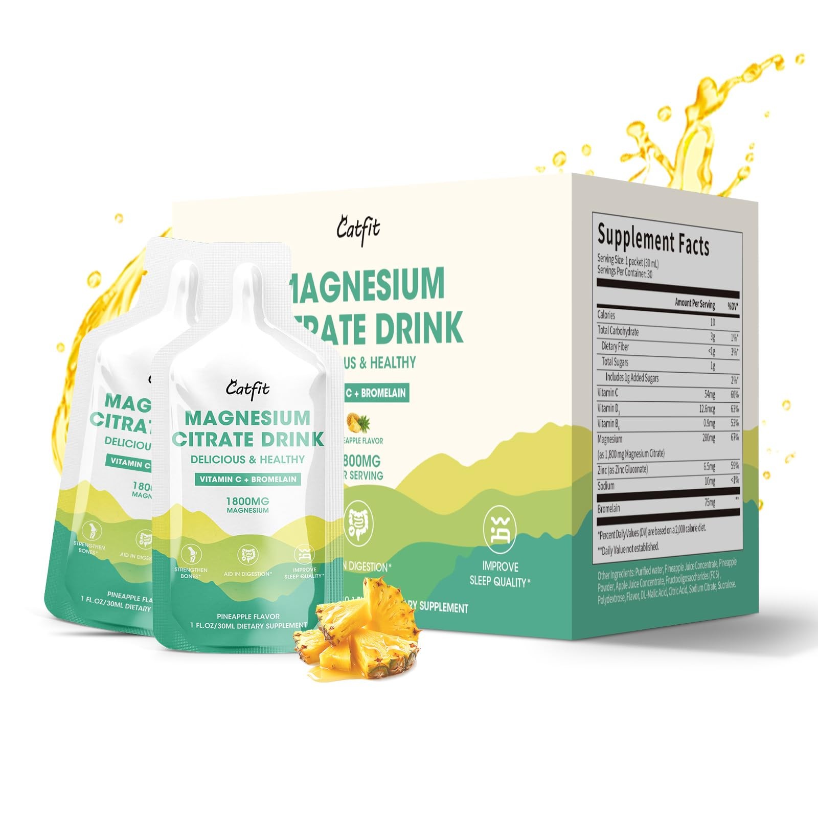 Magnesium Citrate Liquid Supplement,Magnesium Drink/Oral 1 Count (Pack of 30)
