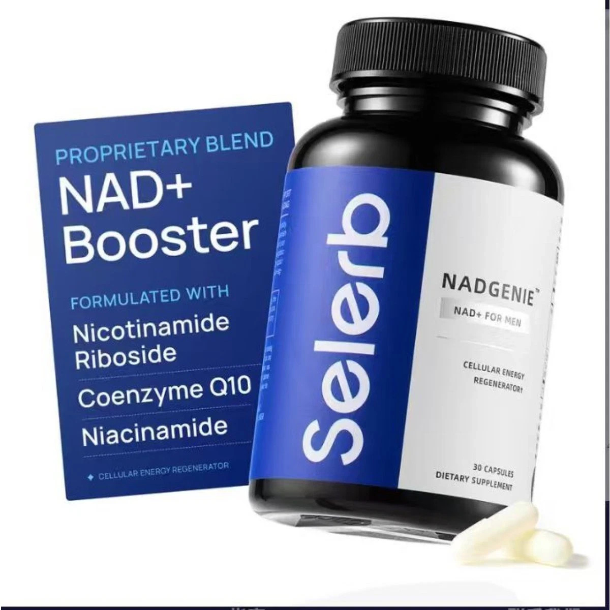 Selerb NADGENIE NAD+ for Men 30ct CoQ10 Energy Prostate Support Supplement