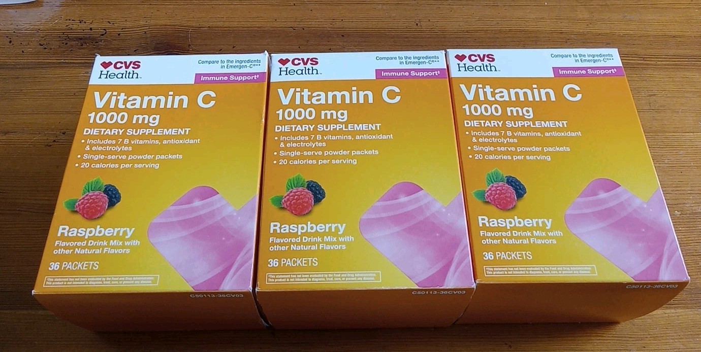 3 Boxes CVS Health Vitamin C 1000mg 36 Packets (108 total) Compare to Emergen-c