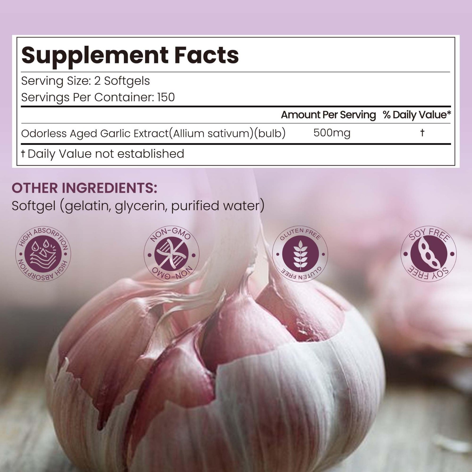 Aged Garlic Extract Softgels 10000mg | 300 Count | High-Potency Antioxidant & Co