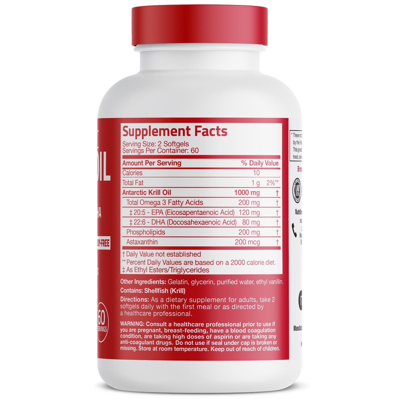 Antarctic Krill Oil 1000mg with Omega-3s EPA, DHA and Astaxanthin