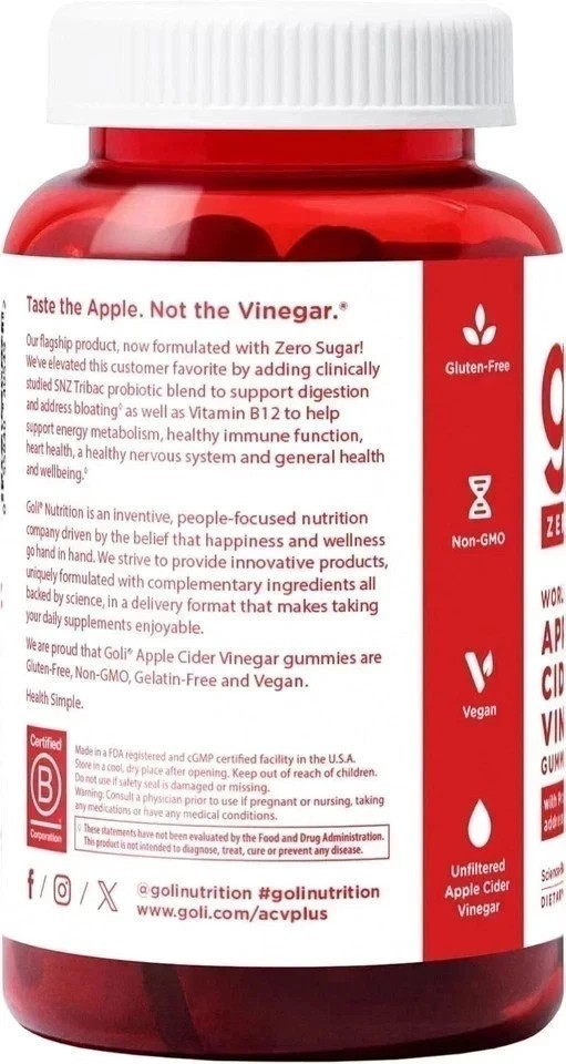 3 Bottles Goli Zero Sugar Best Seller Trio Set Gummies, 60 Counts Per Bottle