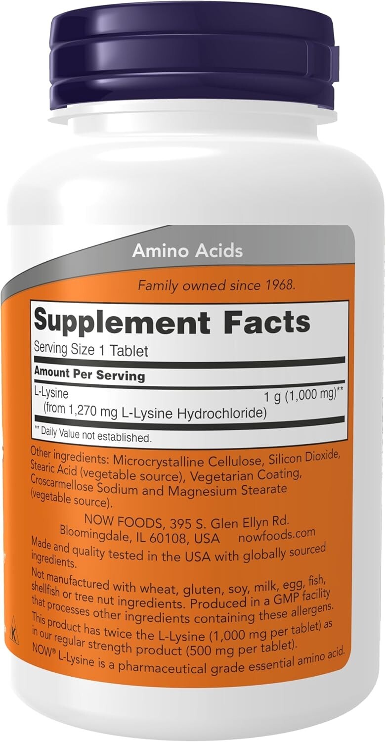 NOW Foods (3 PACKS) L-Lysine Double Strength 1000mg Tablets – 100 Count