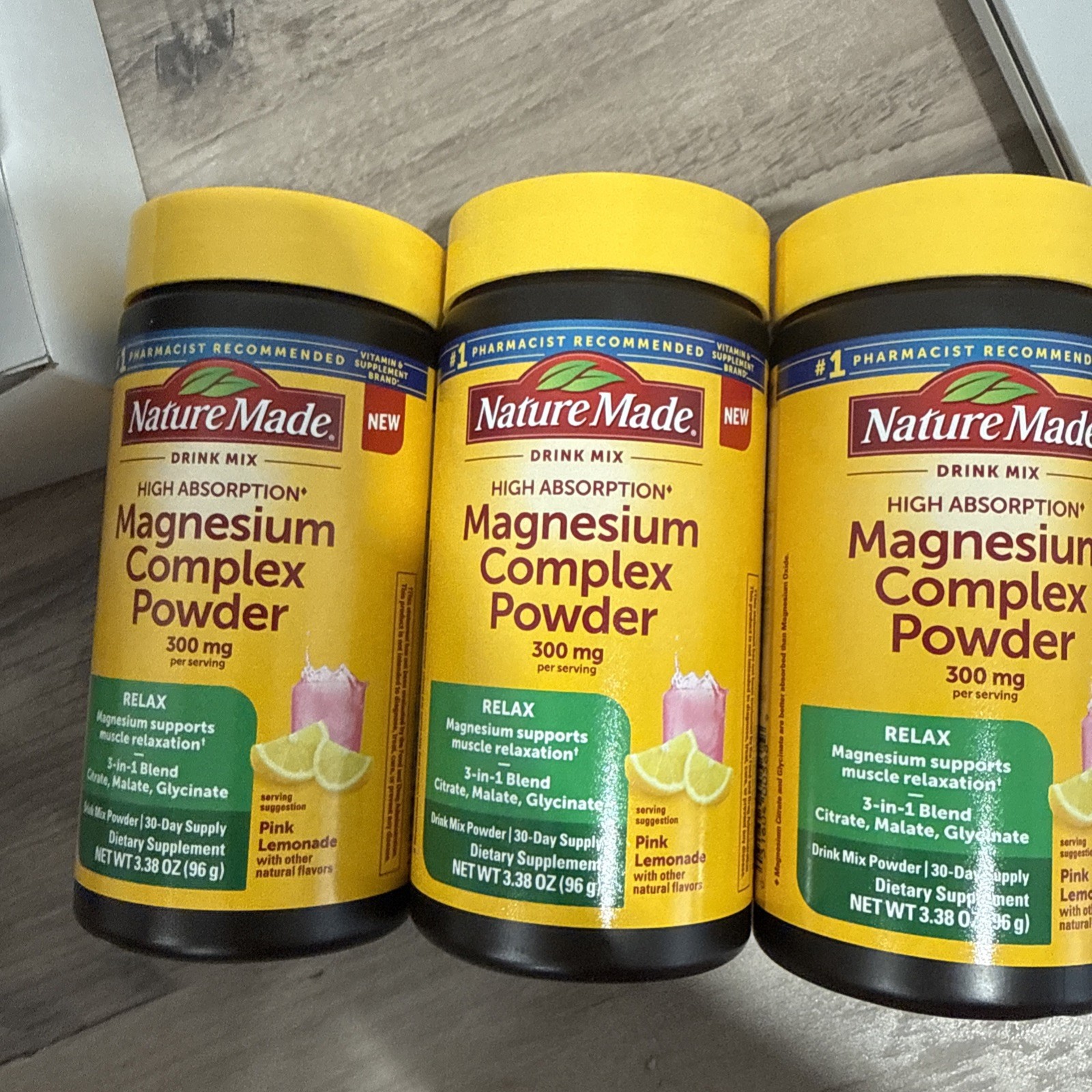 3 Bottles Nature Made Magnesium Complex Powder High Absorption 300mg 08-27
