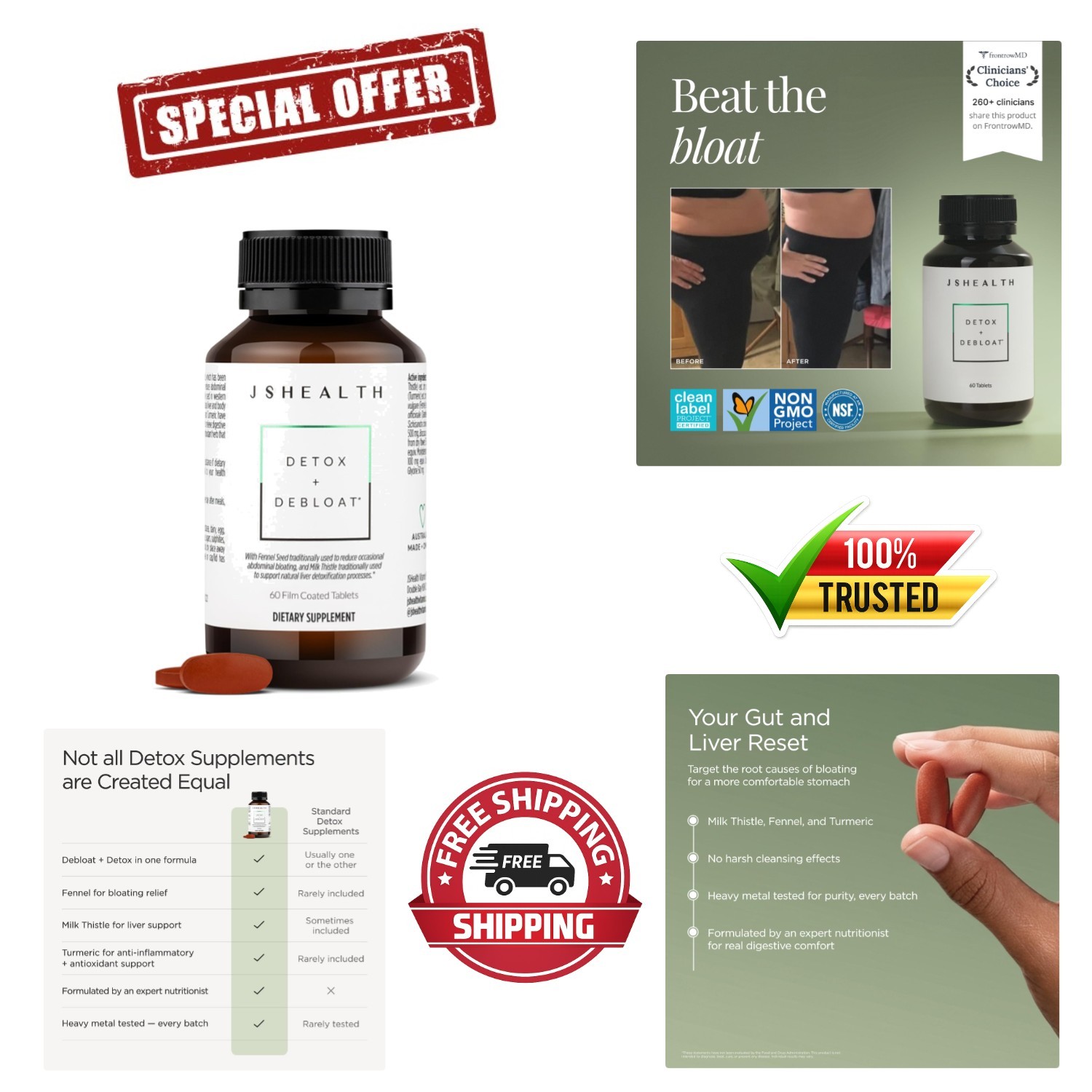 Expert-Formulated Detox Support for Bloating Relief: 60 Tablets for Women