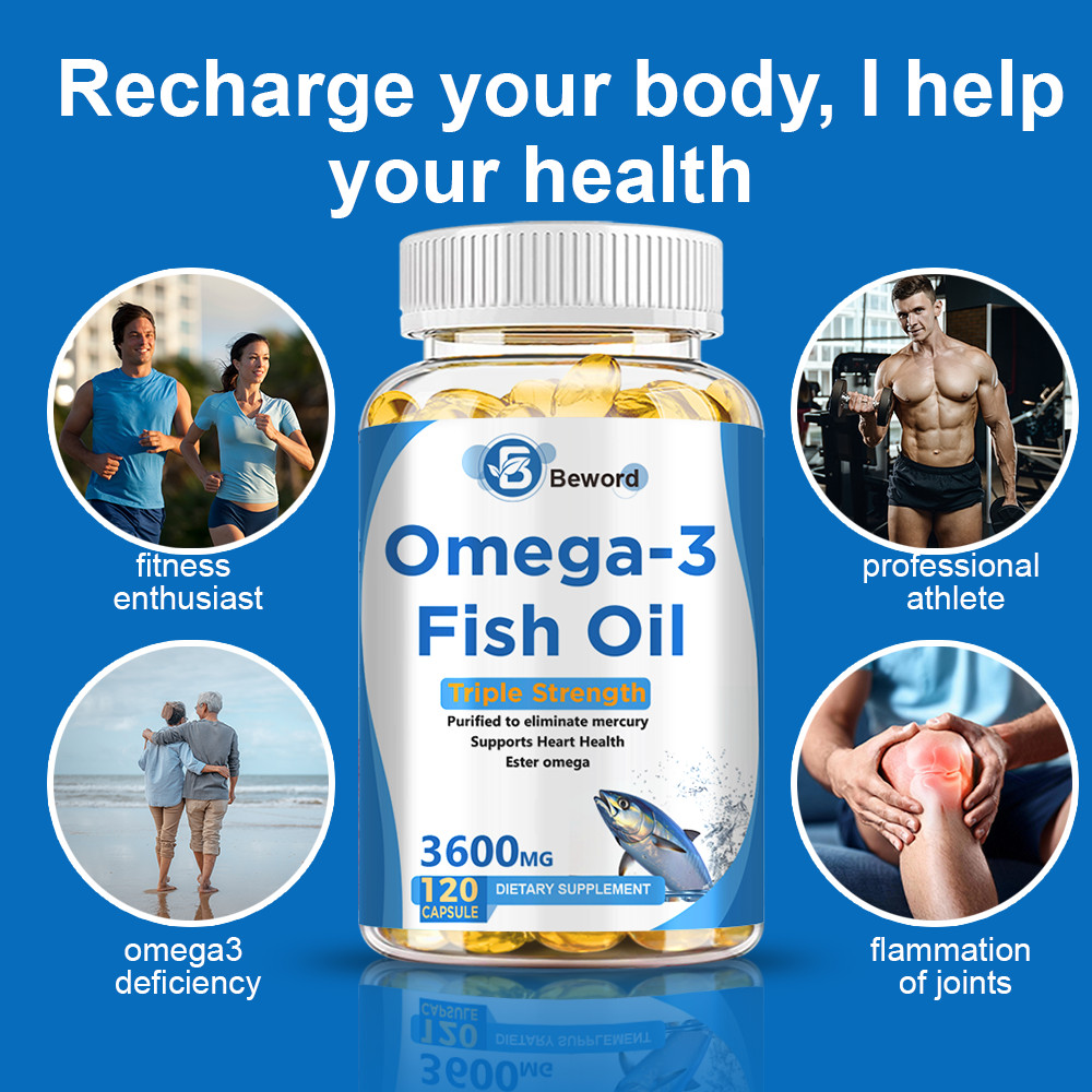 3600mg Omega 3 Fish Oil Capsules 3x Strength EPA & DHA, Highest Potency