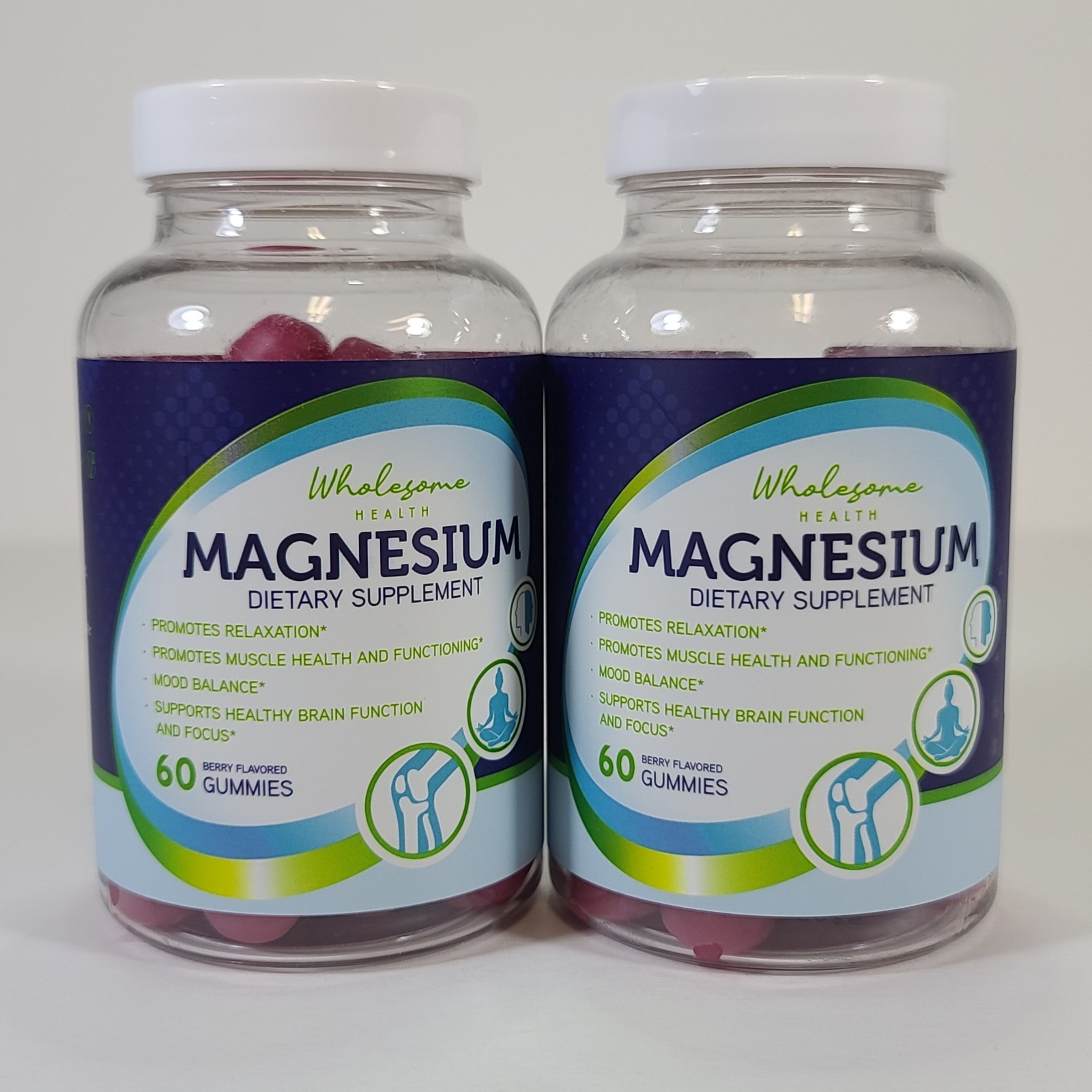 2x Wholesome Health Magnesium Berry Flavor Brain & Focus 60 Gummies EXP 11/2026