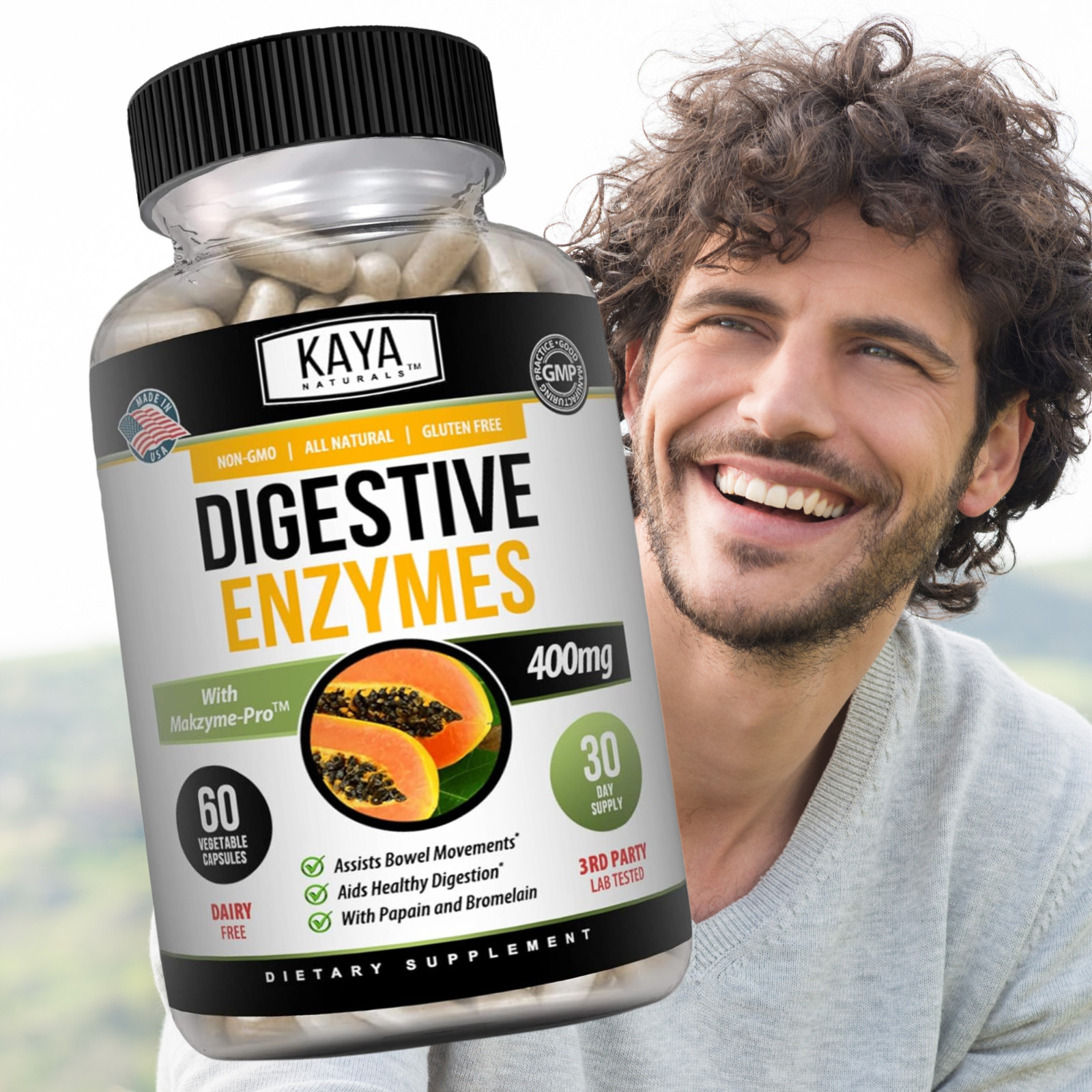Digestive Enzymes w/ Prebiotic & Probiotics, Gas, Constipation & Bloating Relief