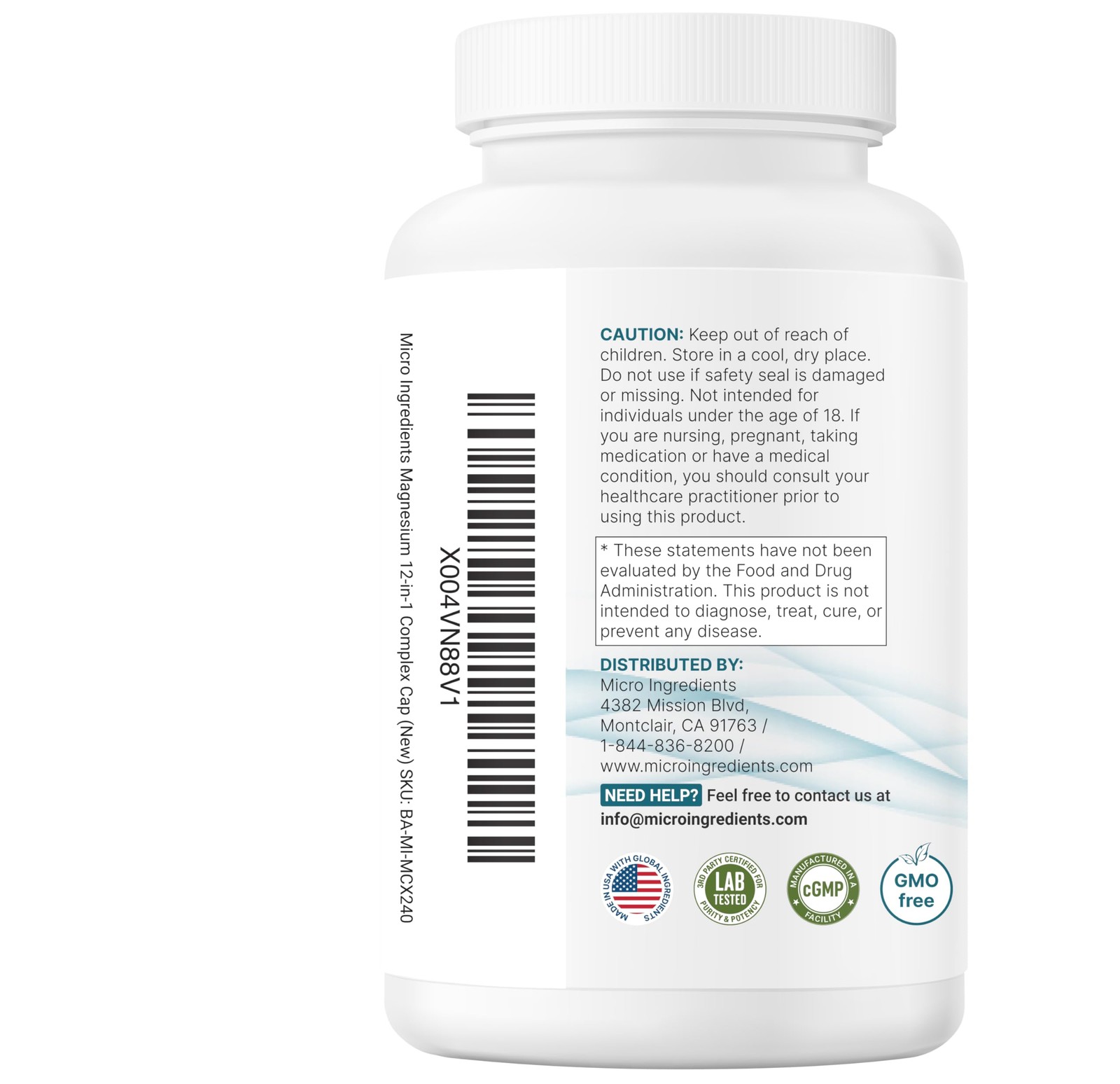 Micro Ingredients 12‑in‑1 Magnesium Complex 1000 mg, 240 Count (Pack of 1)