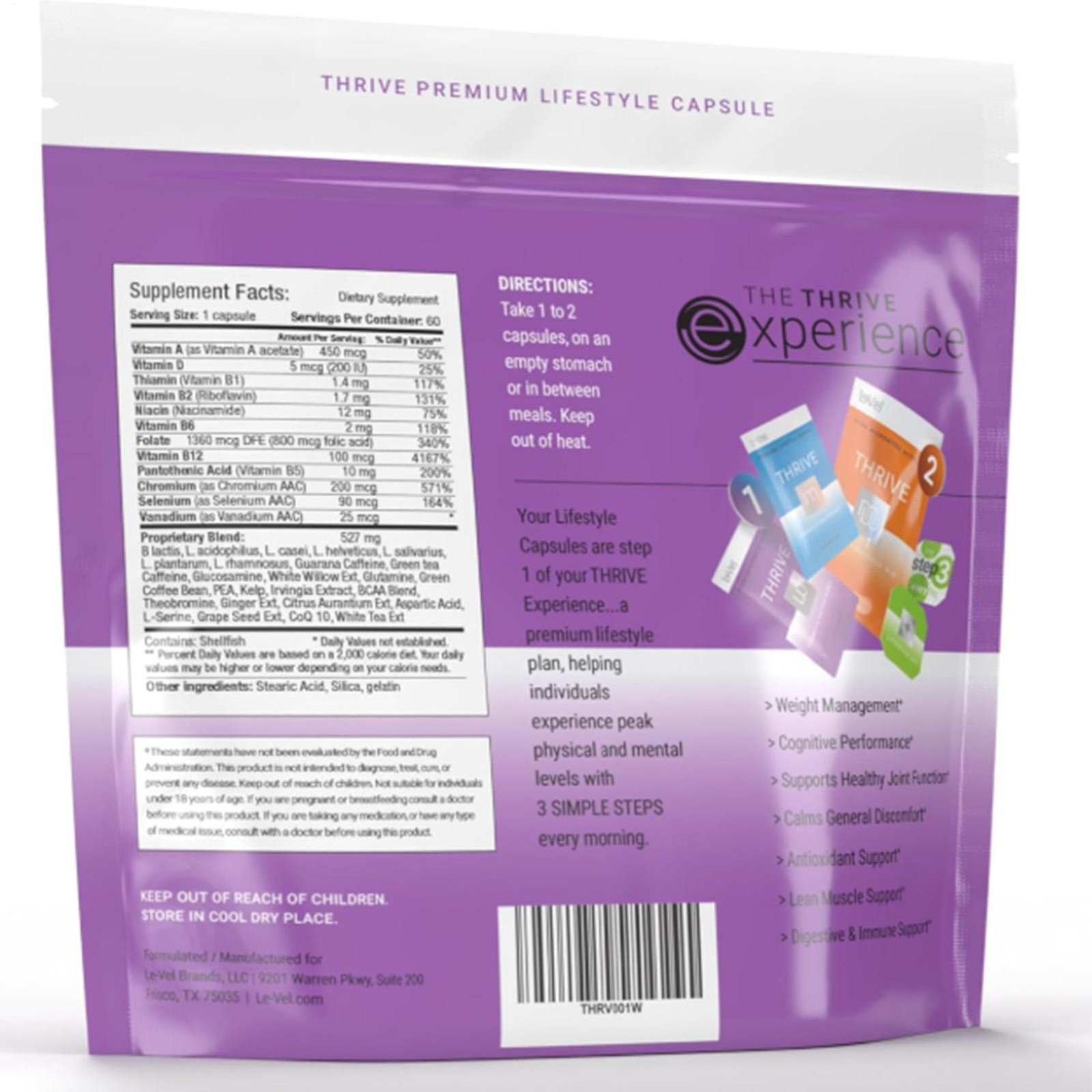 3 Pack Le-Vel Thrive Women Premium Lifestyle Capsules Total 180 Count Nutrient S