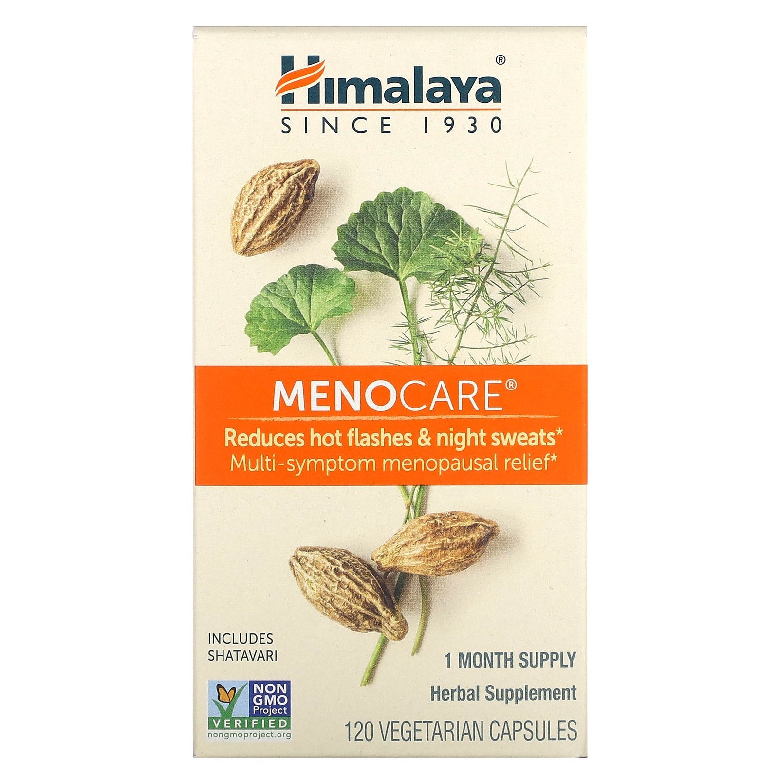 Himalaya MenoCare 120 Vegetarian Capsules Dairy-Free, Gluten-Free, GMP Quality