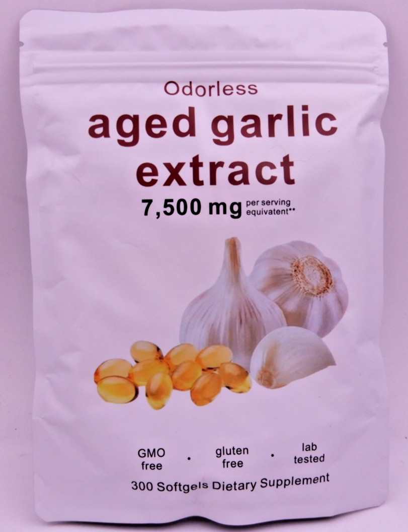 Odorless Garlic 7500mg Per Servings, 300 Softgels | 2 Years Aged Garlic Extra…