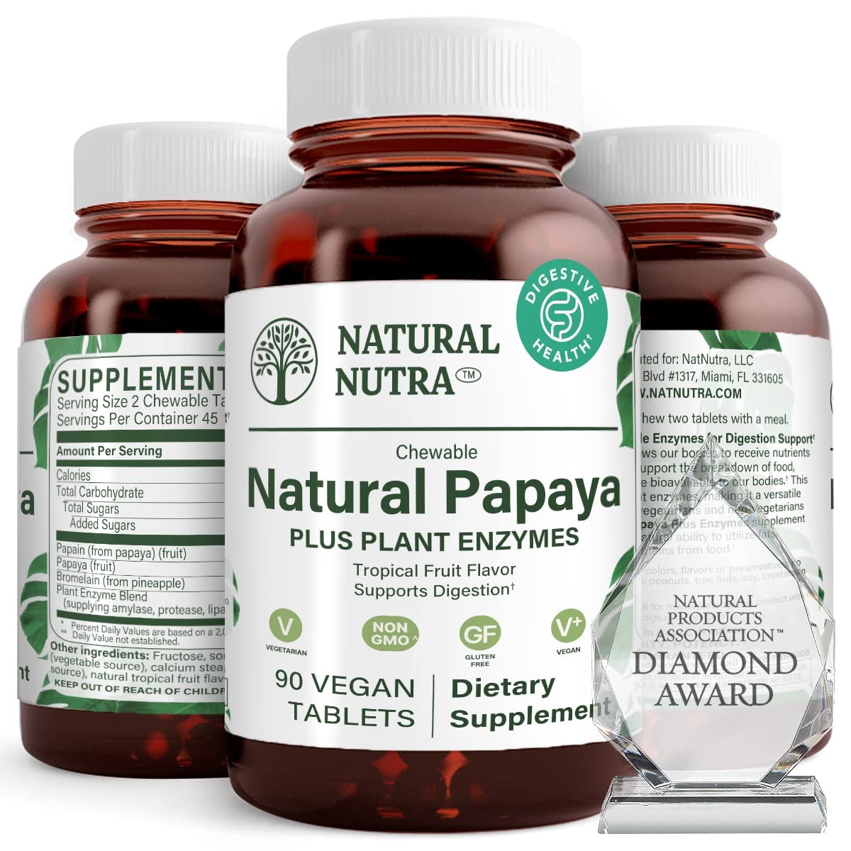 Natural Nutra Papaya Chewable Enzymes For Digestion And Body Cleanse – Supports