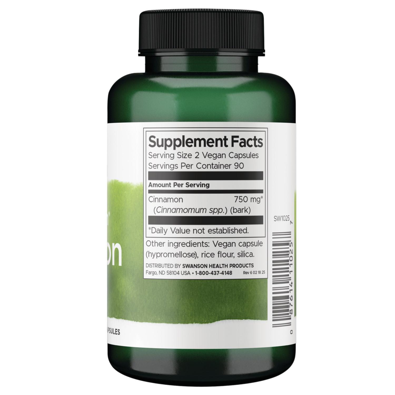 Swanson Full Spectrum Cinnamon Bark Capsules, 375 mg, 180 Count