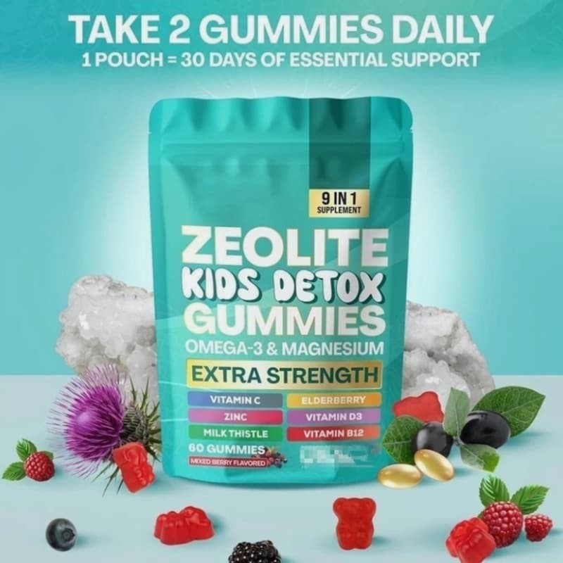 Detox Gummies Kids All-in-One Mixed Berry Flavored Zeolite 60 Gummies