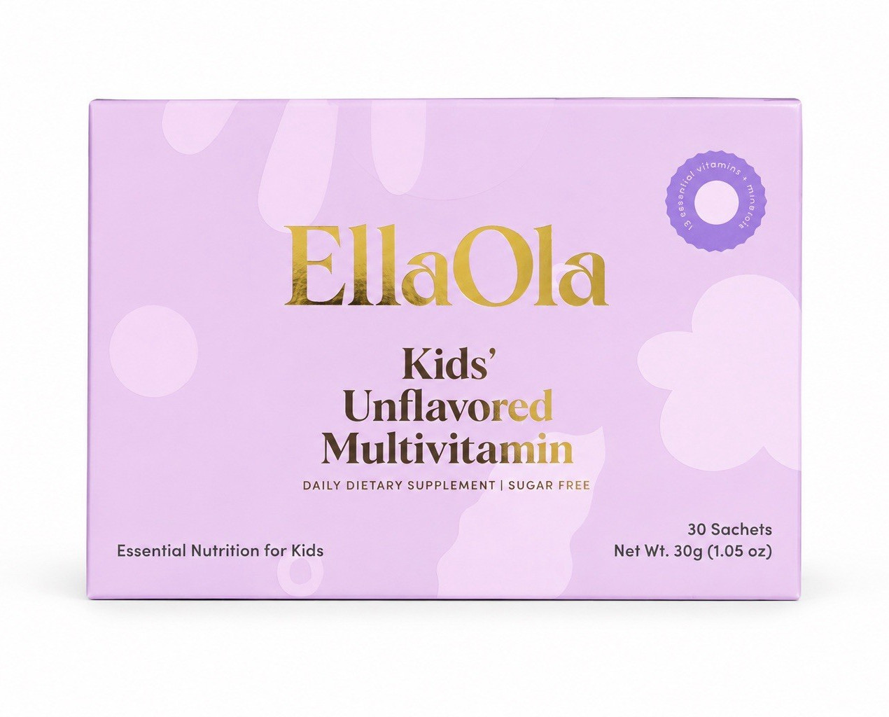 EllaOla Kids Unflavored Multivitamin Sachets Sugar-Free Vegan 30 Ct