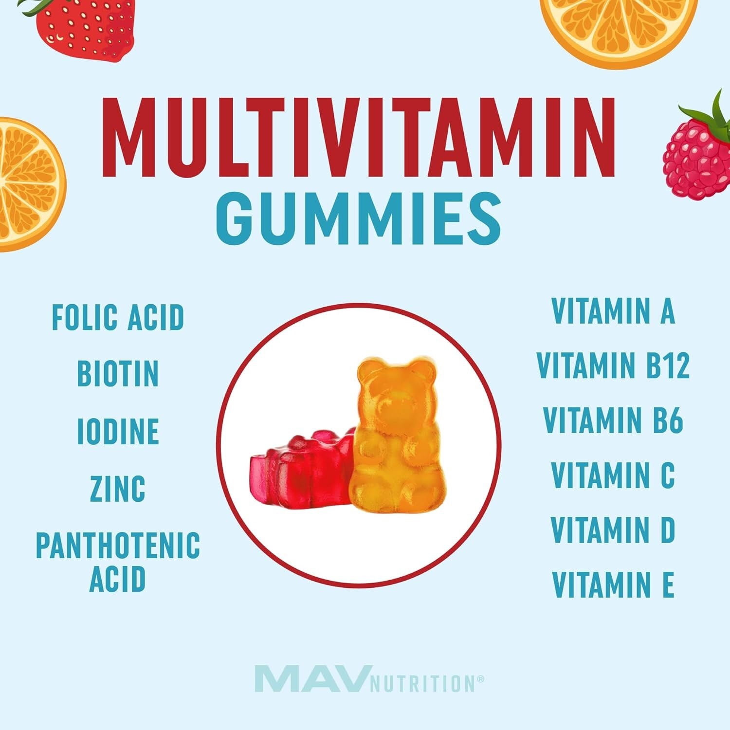 Kids Multivitamin Gummies Vitamins A, B, C, D & Zinc Immunity Growth, 60 gummies