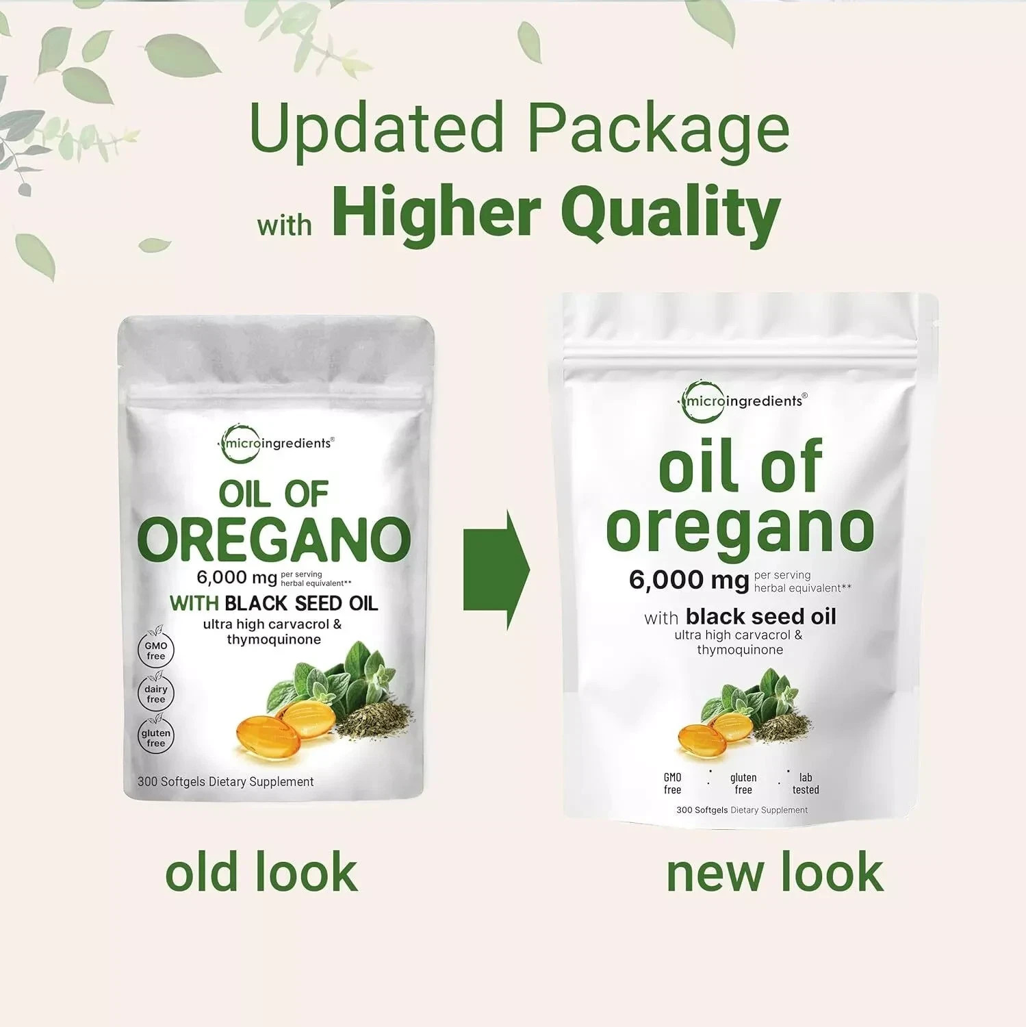 Oil of Oregano with Black Seed 6000mg – 300 Softgels – Immune & Digestive Suppor