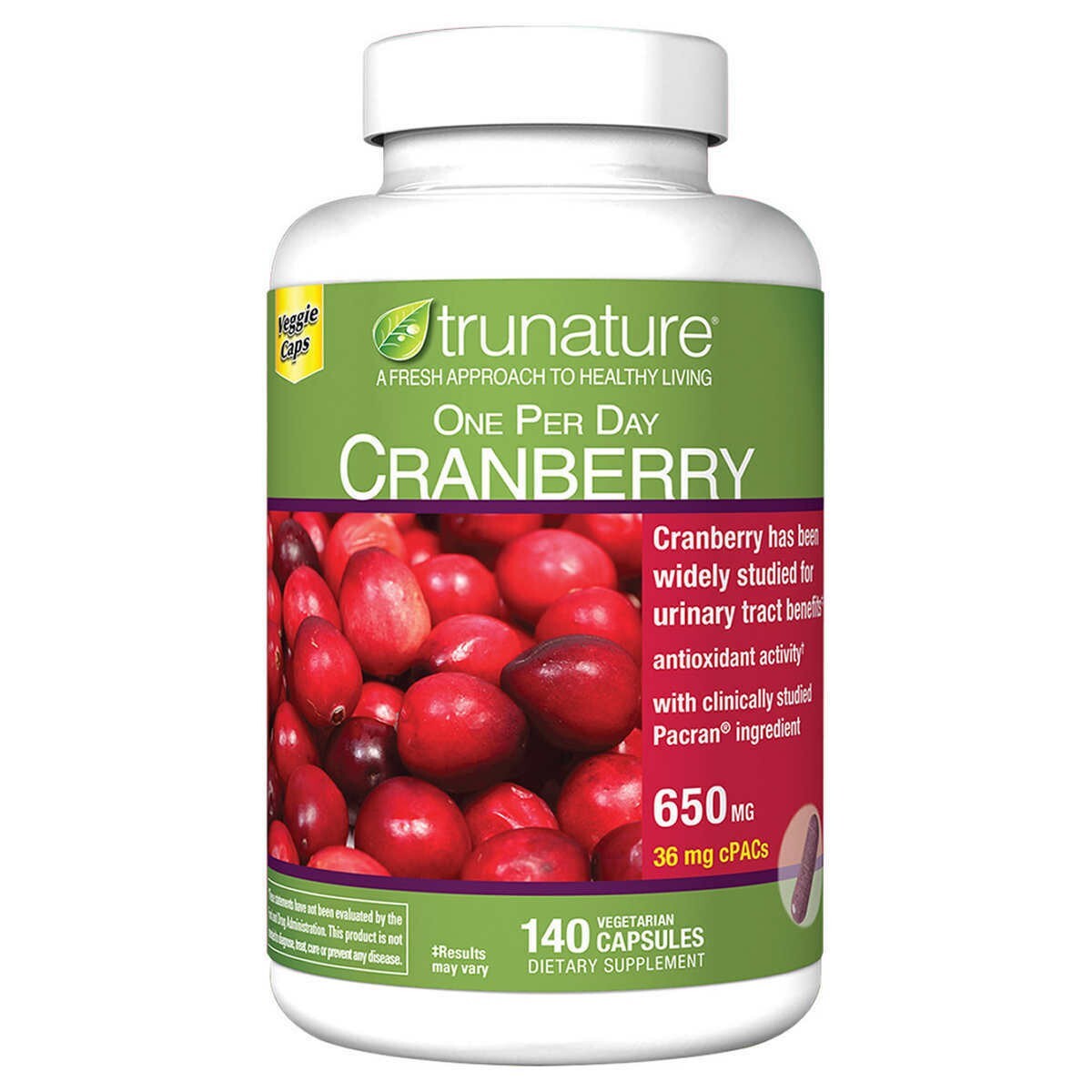 Trunature CRANBERRY 650mg, 140 Capsules EXP 10/2024