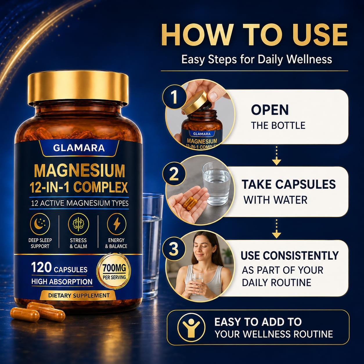 GLAMARA Magnesium Complex Vegan 120 Caps