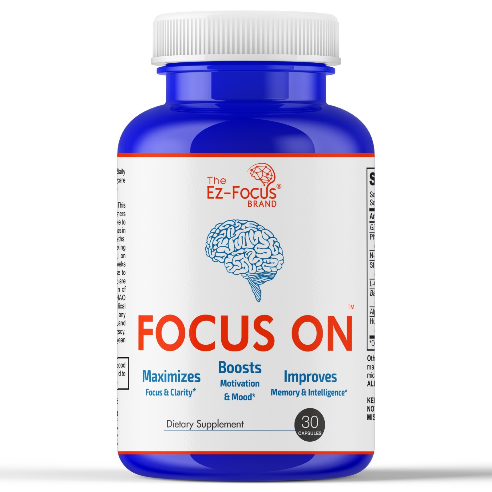 Adult Vitamin Brain Boost Nootropics for Focus Memory Clarity Sharp Mind 30Caps