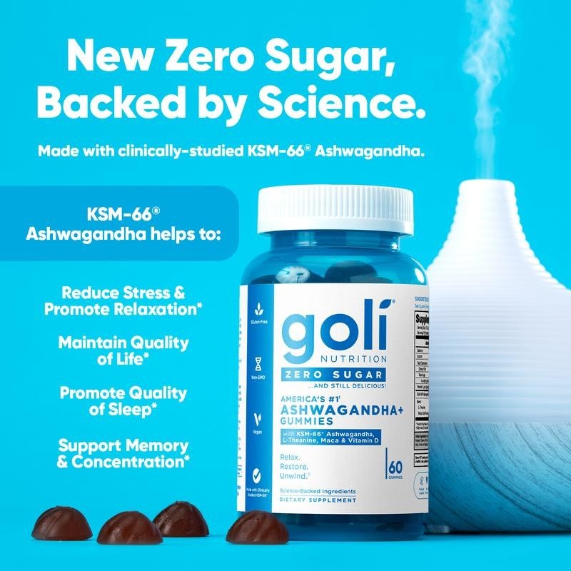 3 BottlesGoli Zero Sugar Trio -ACV Ashwagandha & Probiotic Gummies60 Caps/Bottl