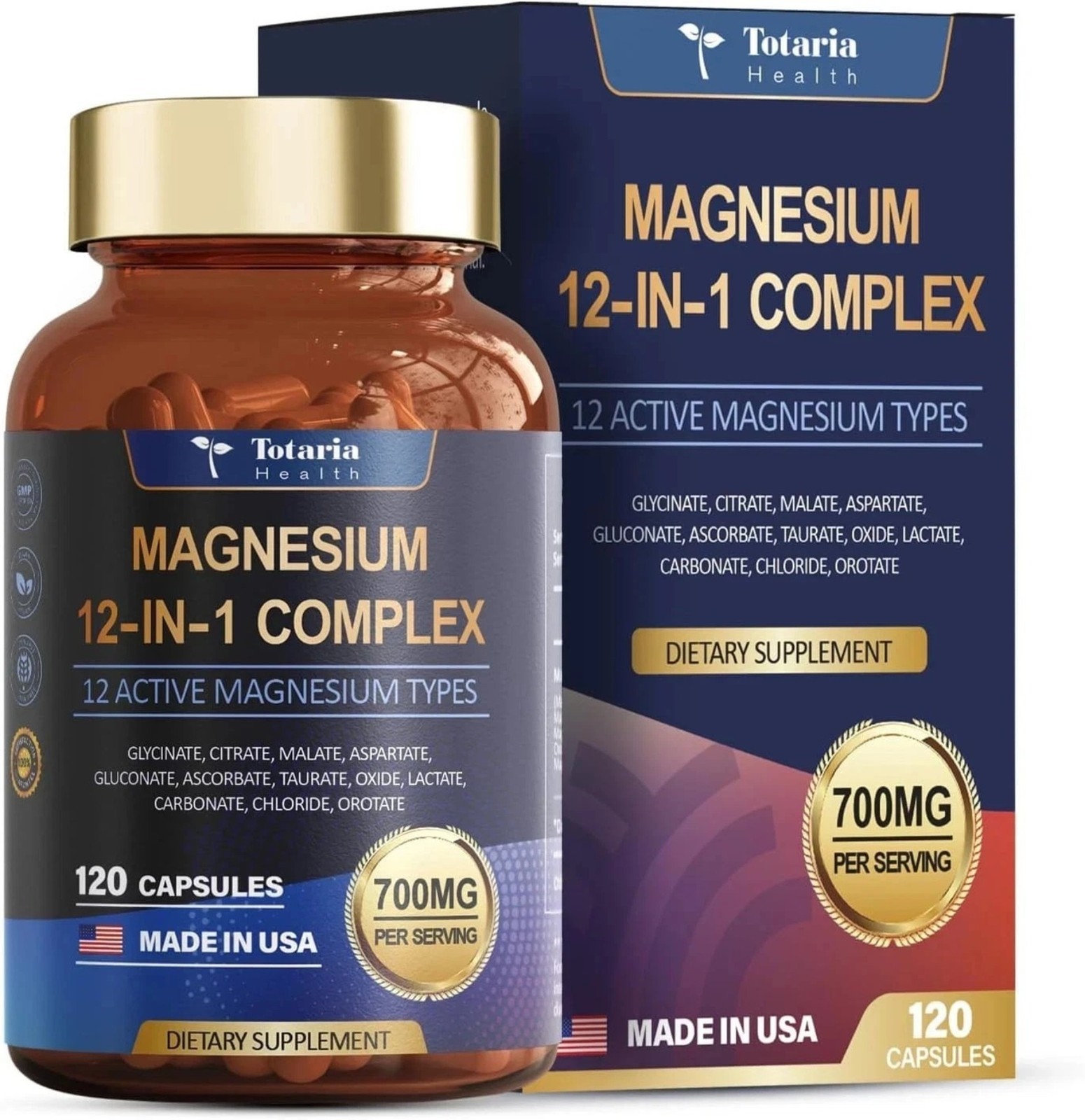 Magnesium 12 in 1 Complex 700mg – Glycinate Citrate Malate Taurate Daily Support