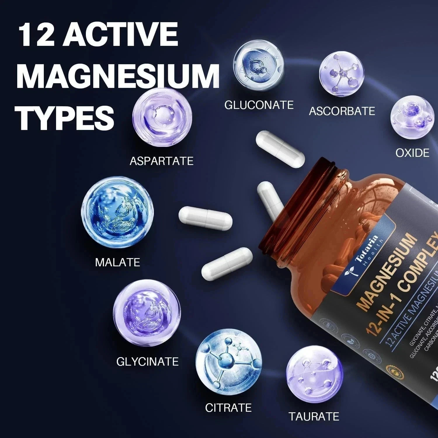 Magnesium 12 in 1 Complex 700mg – Glycinate Citrate Malate Taurate Daily Support