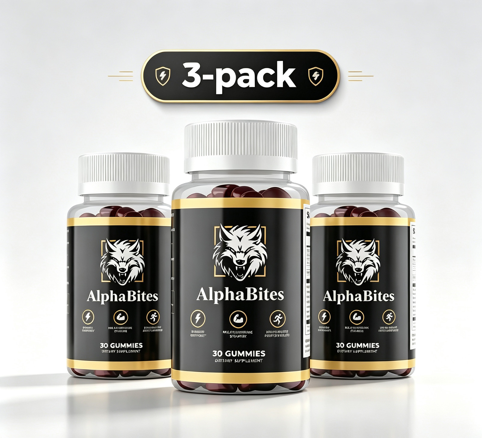 AlphaBites Gummies – 3-Pack, 180 Total – Energy Boost